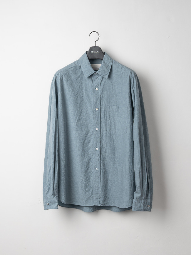 아워셀브스_ Texture TypeWriter Relaxed Shirts [Blue]