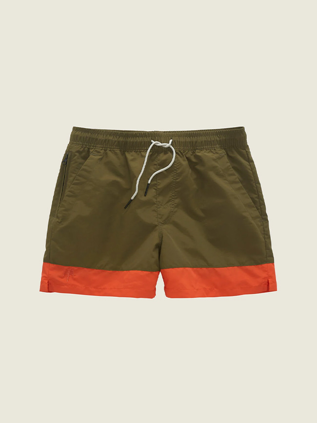 오아스_ Orange Stripe Nylon Swim Shorts [Orange Stripe]