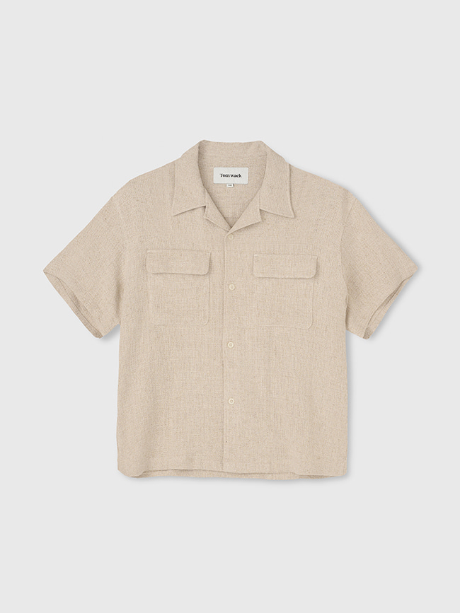 토니웩_  Linen Rayon Tweed Shirt [Ivory]