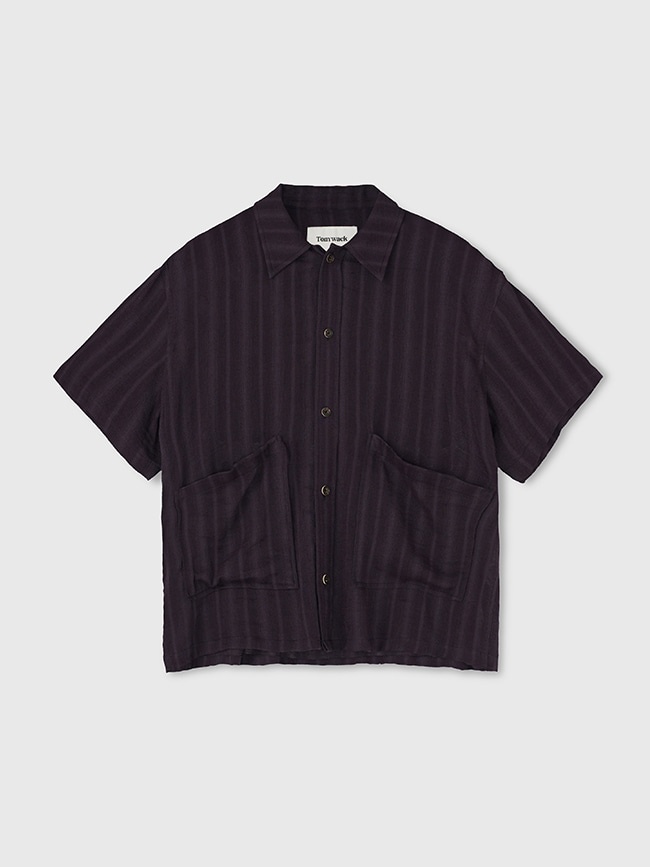 토니웩_  Cotton Linen Textured Stripe Shirt [Indigo Navy]