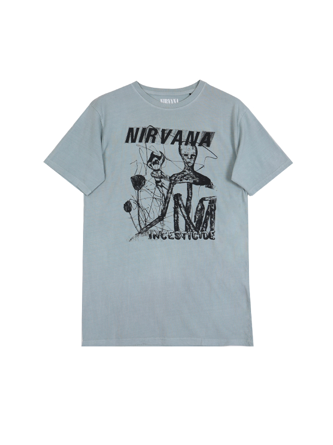 블리치아트_ Nirvana Incesticide Stacked Logo T-Shirt [GREEN]