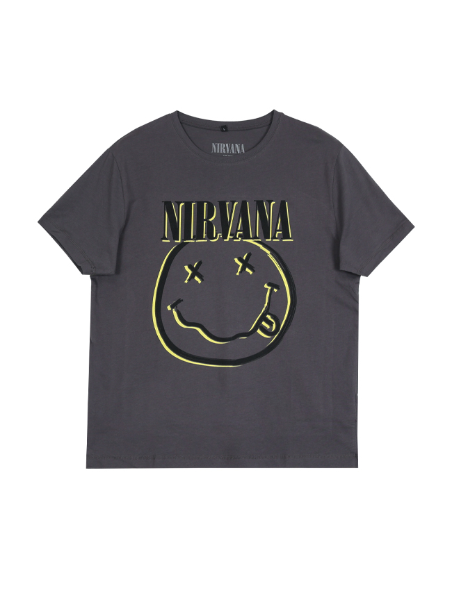 블리치아트_ Nirvana Inverse Smiley T-Shirt [CHARCOAL]